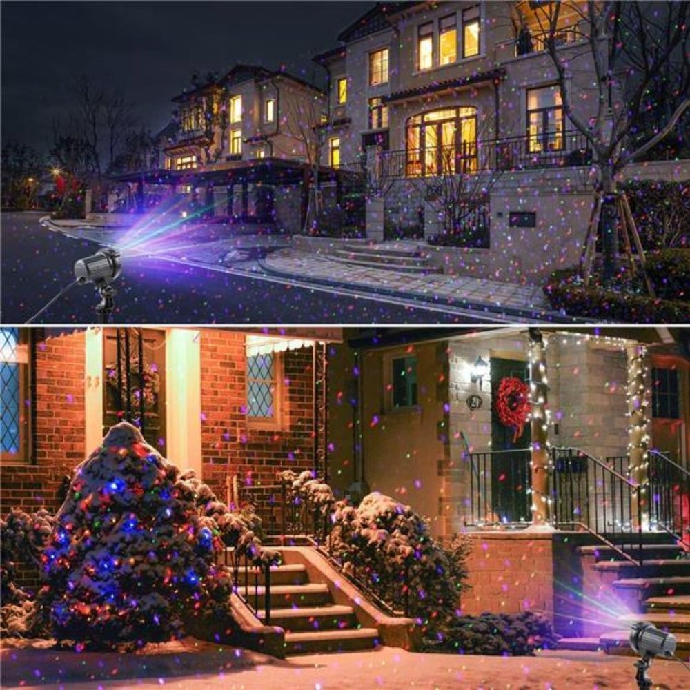 Laser Christmas Lights, Garden Laser Lights Projector, 3 Color Red Green Blue